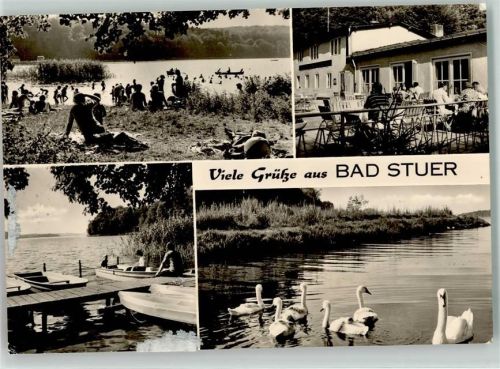 Bad Stuer Plauer See Ruderboote Badewiese Schwäne