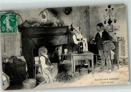 1908 La vie aux champs Landwirtschaft Bauernstube AK