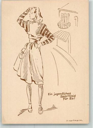 sign.Hartmann J. Sportkleid aus braunem Stoff