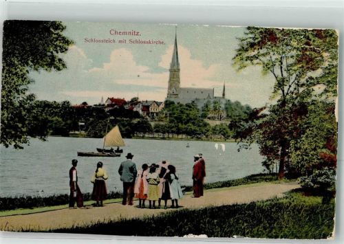 Chemnitz 1908 Schlossteich mit Schlosskirche