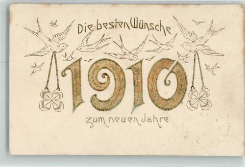 1909 Neujahr Schwalben Kleeblätter