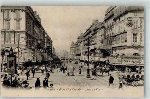 Marseille la Cannebiere vue du Cours Straßenbahn