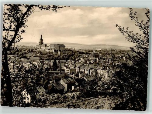 Weida Blick vom Krippenberg Fabrik Kirche