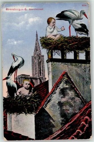 Strasbourg 1918 Storchennest Babys Feldpost