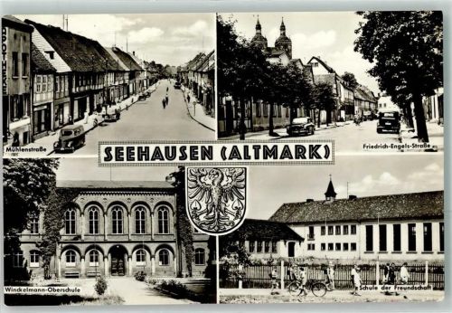 Seehausen Wappen Mühlenstraße Winckelmann-Oberschule Friedrich-Engels-Straße Schule der Freundschaft Oldtimer Fahrrad