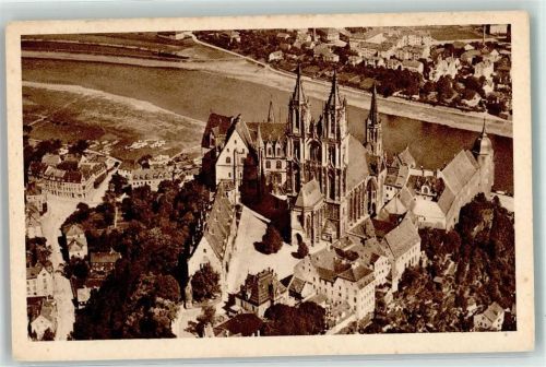 Meißen 1928 Fliegeraufnahme von Dom und Albrechtsburg