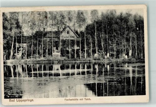 Bad Lippspringe 1919 Fischerhütte mit Teich