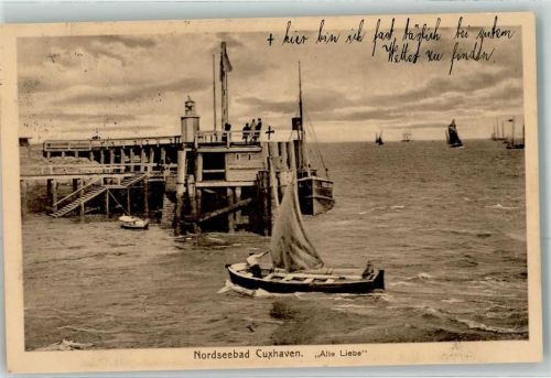 Cuxhaven 1914 Alte Liebe mit Segelbooten