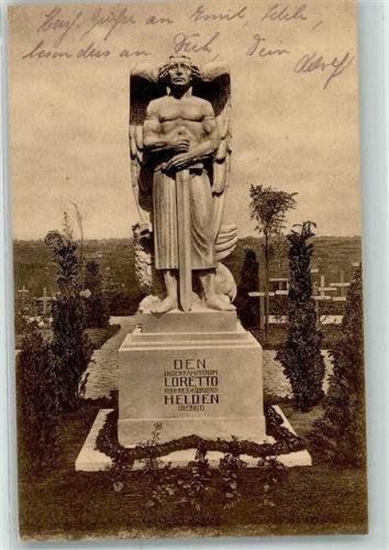 Lens 1915 Loretto Denkmal von Hugo Korpsfriedhof Engel Feldpost