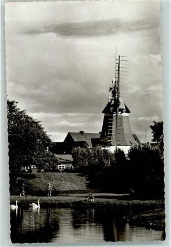 Norderney Napoleonschanze See Schwan Kind Nordseebad Foto AK