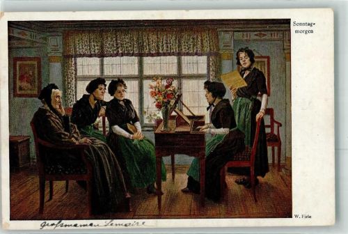 sign.Firle W. Frauen Sonntagmorgen Verlag Wiechmann Nr.5061