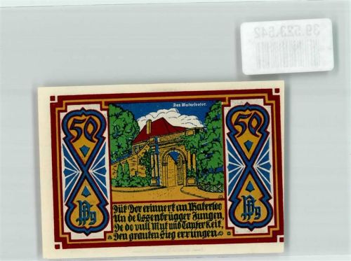 Osnabrück 1921 Gutschein über 50 Pfennig Stadthauptkasse Osnabrück Waterlootor