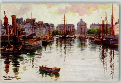 Le Havre Bassin du Commerce Les Yachts Ruderboot Schiff sign. Fred Money
