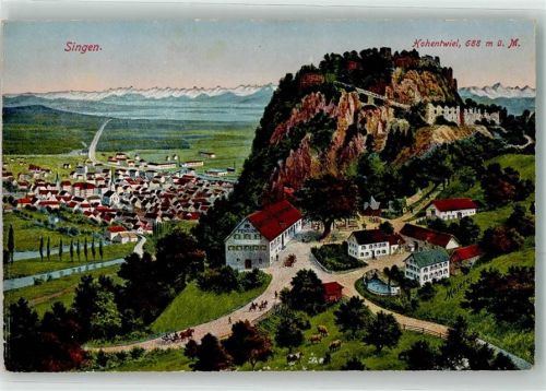Singen mit Gasthaus und Meierei Hohentwiel Stempel Festungsruine