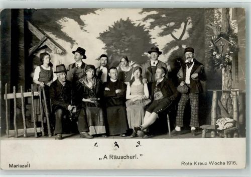 Mariazell A Räuscherl Theatergruppe Rot Kreuz Woche 1916 Tracht Pfeife