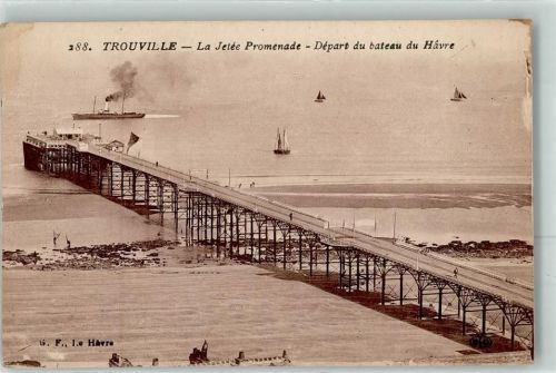 Trouville-sur-Mer la Jetee Promenade Depart du bateau du Havre Dampfer Segelboot