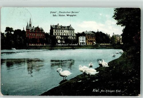 Kiel 1907 Hotel Deutscher Kaiser Am kleinen Kiel Schwäne