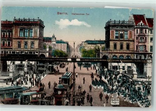 Kreuzberg 1919 Bahnpost Berlin Hannover Zug 14 17.12.19 Hallesches Tor Straßenbahn
