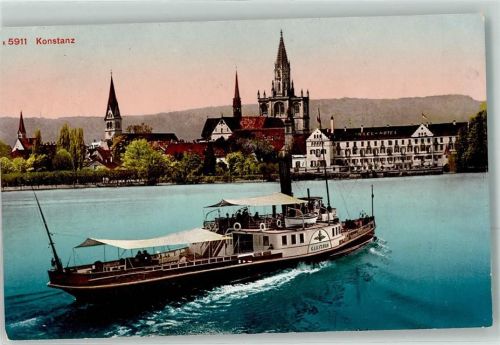 Konstanz 1910 Insel Hotel Raddampfer Habsburg