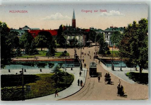 Mulhouse 1916 Eingang zur Stadt Straßenbahn