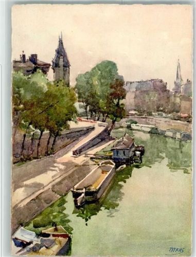 Paris la Seine vue du Pont Neuf Boot sign. Marc Nr. 2235