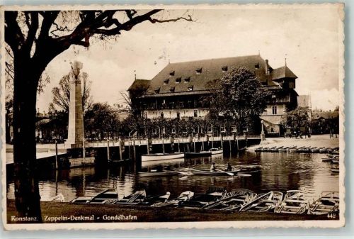 Konstanz 1936 Zeppelin-Denkmal am Gondelhafen