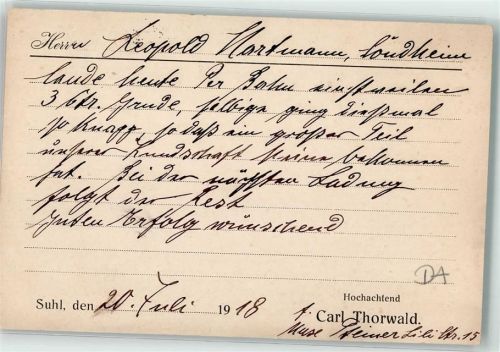 Suhl 1918 Carl Thorwald Kohlen u. Koks Geschäftskorrespondenz