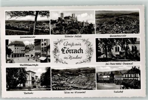 Lörrach Rathaus Schloss Röttel Bahnhof Hebel Denkmal Schöning Foto Fliegeraufnahme