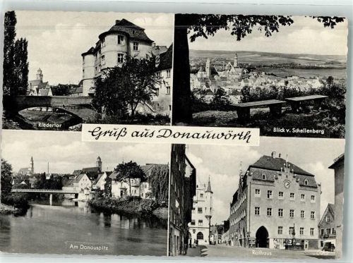Donauwörth Riedertor Blick v. Schellenberg Am Donauspitz Rathaus
