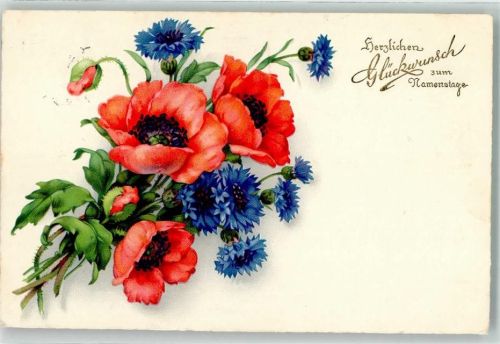 Glückwünsche zum Namenstag Klatschmohn Kornblumen Nr. 3386