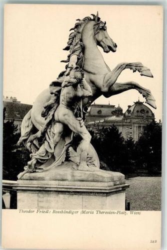 Wien 1903 Skulptur Rossbändiger auf dem Maria-Theresien-Platz von T.Friedl