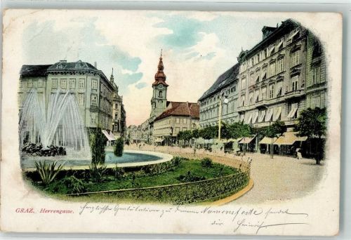 Graz 1900 Herrengasse Lithographie