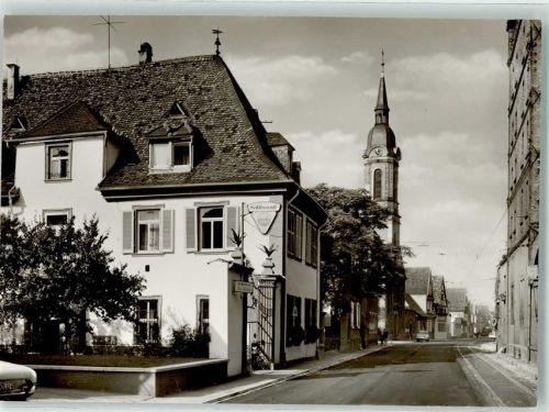 Edingen-Neckarhausen Ev. Kirche Hauptstrasse Cafe Foto Metz