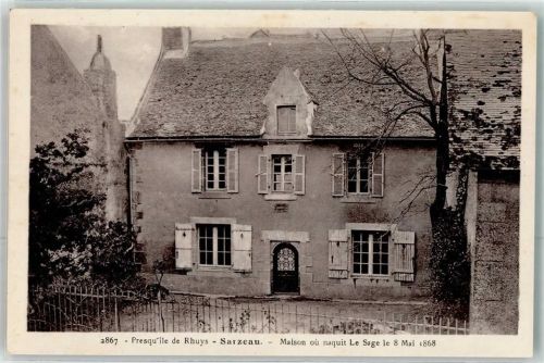 Sarzeau Maison ou naquit Le Sage le 8 Mai 1868