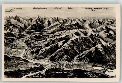 Immenstadt 1951 Die Bergwelt um den Ort aus der Vogelschau