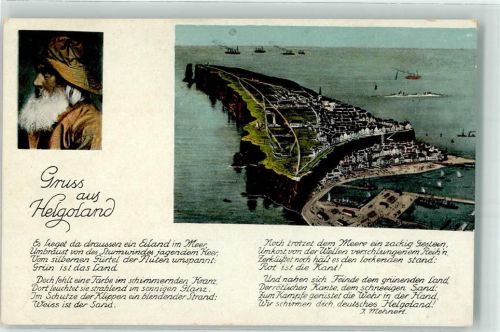 Helgoland Vogelschau Gedicht v. J. Mehnert Seemann
