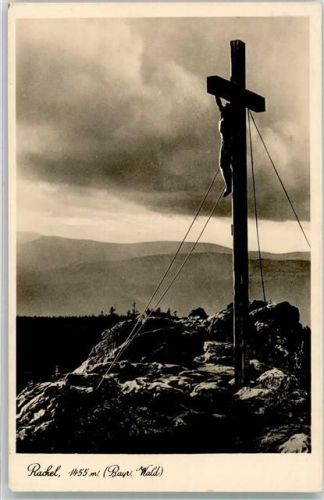 Rachel 1455 m Bayerischer Wald Gipfel Kreuz Foto AK