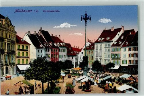 Mulhouse Rathausplatz Marktszene
