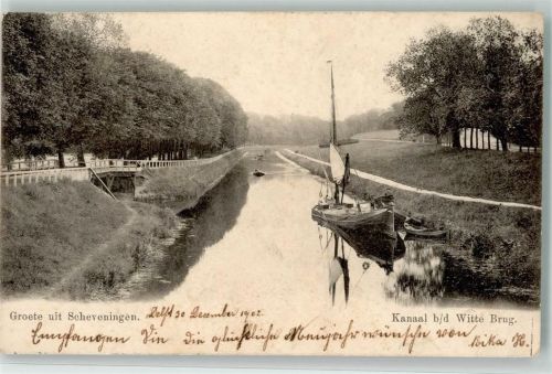 Scheveningen 1902 Kanaal b.d. Witte Brug Plattboot