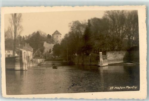 Überlingen Hafen Partie Ruderboot Turm Foto AK