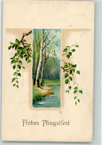 1914 Passepartout Birken Lithographie