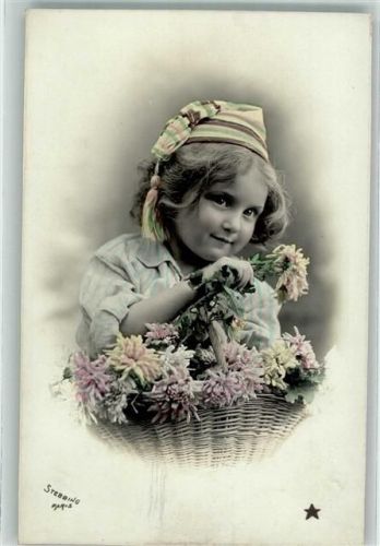 Mädchen Korb mit Blumen Serie 870