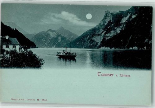 Ebensee Mondschein Dampfschiff Traunsee