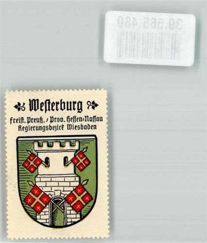 Westerburg Vignette Freistaat Preußen Provinz Hessen Nassau Regierungsbezirk Wiesbaden Wappen Turm Fahne Rot Grün Kaffee Hag