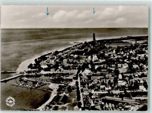 Laboe 1959 Fliegeraufnahme des Ortes und des Marineehrenmales