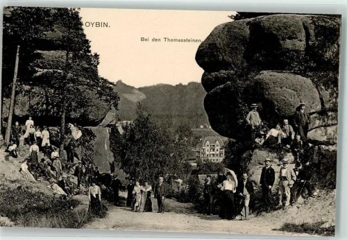 Kurort Oybin 1911 Wanderer bei den Thomassteinen
