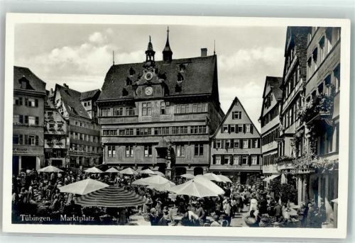 Tübingen Marktplatz Marktszene Rathaus Hotel Lamm