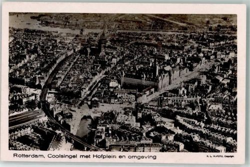 Rotterdam Fliegeraufnahme Coolsingel met Hofplein