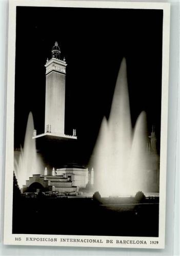 Barcelona 1929 Ausstellung Plaza del Universo bei Nacht