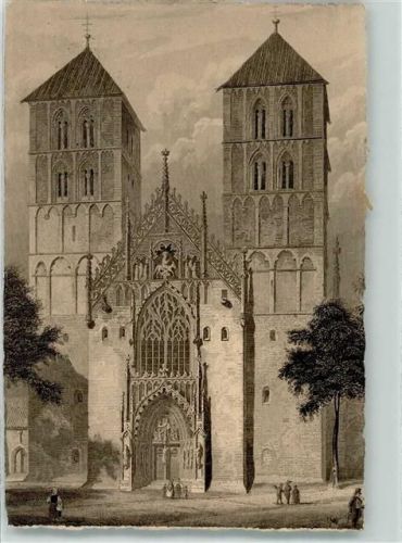 Münster St. Paulus Dom zu Münster Stahlstich auf AK